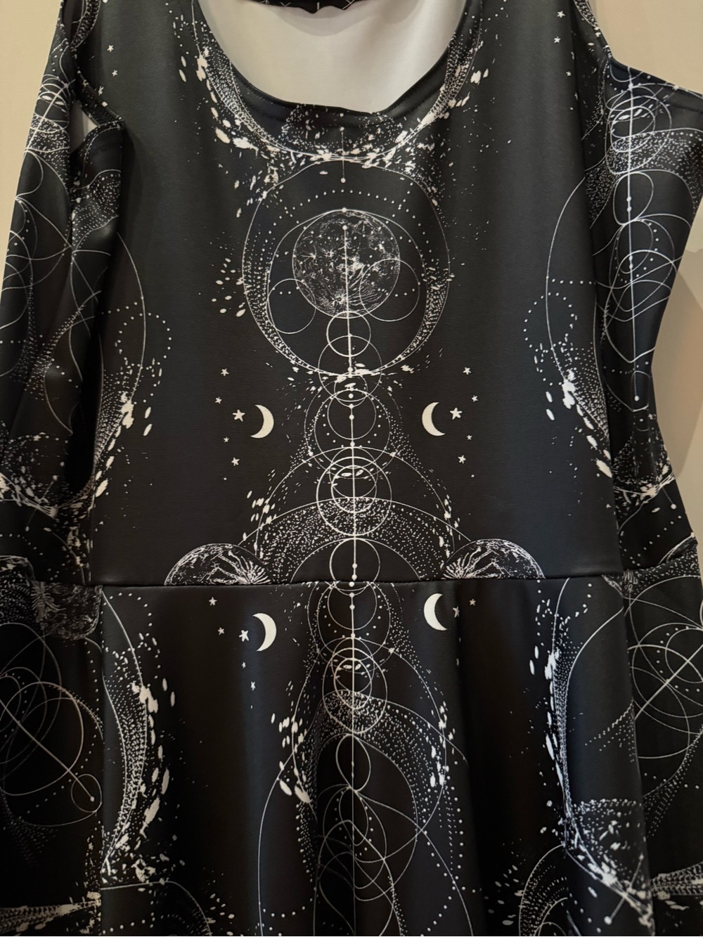 Black Celestial Print Fit-and-Flare Dress - Picture 3 of 4
